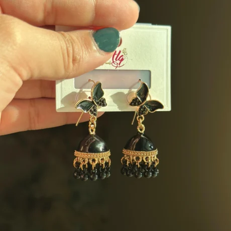 Black Gold Butterfly Jhumka at Best Price in Pakistan